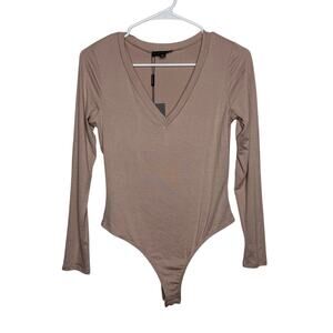 Long Sleeve Bodysuit Nude JLUXLABEL Made in USA Stretch Size L